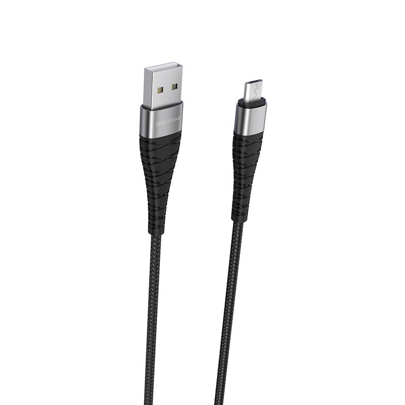USB кабель для зарядки micro USB "BoroFone" BX32 нейлон, 2.4A, 1м, черный 1