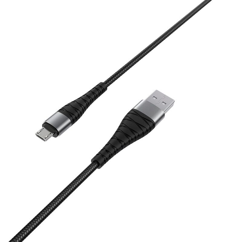 USB кабель для зарядки micro USB "BoroFone" BX32 нейлон, 2.4A, 1м, черный 2