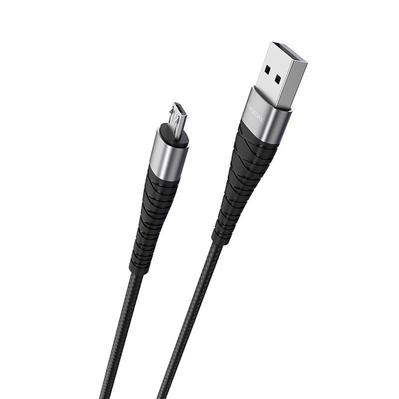 USB кабель для зарядки micro USB "BoroFone" BX32 нейлон, 2.4A, 1м, черный 3