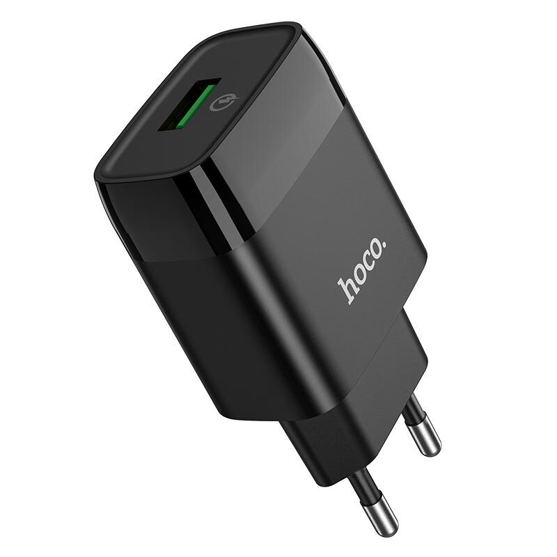 Адаптер постоянного тока Hoco C72Q, 1гн.USB 5В, 3,0А QC3.0, чёрный 1