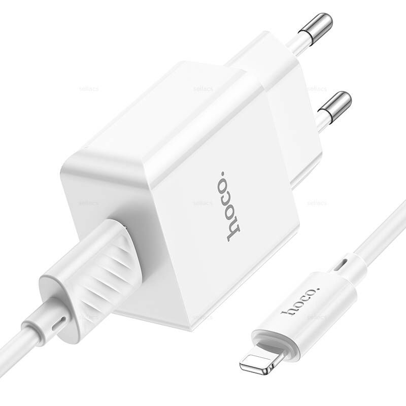 Адаптер постоянного тока Hoco C106A, 1гн.USB 5В,2,1А + кабель Lightning, белый 2