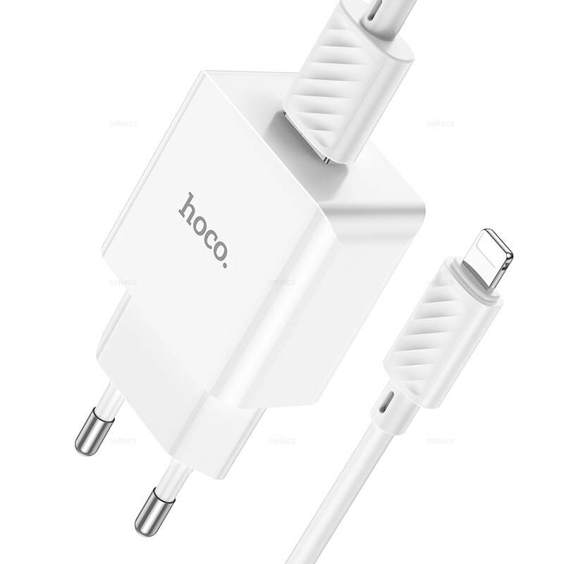 Адаптер постоянного тока Hoco C106A, 1гн.USB 5В,2,1А + кабель Lightning, белый 3
