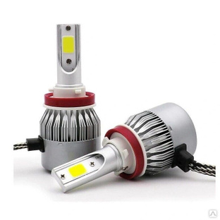 Лампа светодиодная H11 для авто 2шт. LED C6 (ярче ксенона) 12/24V 6000K 3800Lm Лампочки автомобильные #1