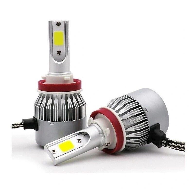 Лампа светодиодная H11 для авто 2шт. LED C6 (ярче ксенона) 12/24V 6000K 3800Lm Лампочки автомобильные