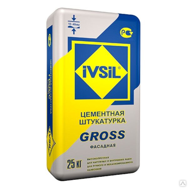 Штукатурка цементная Ivsil Gross МН 25 кг цена в Краснодаре | СтройЛига БСМ