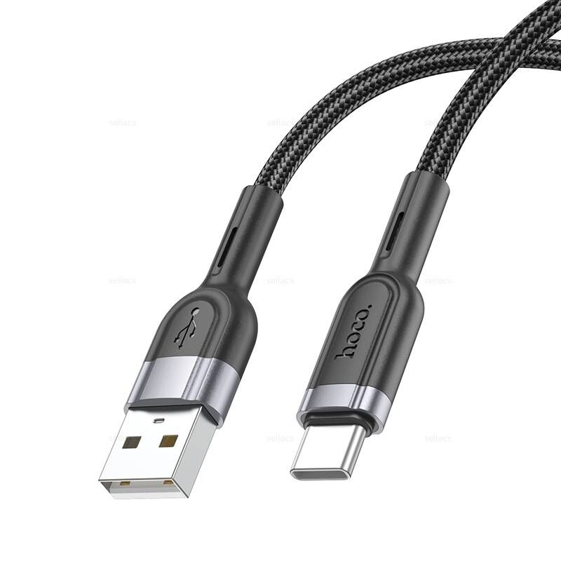 USB кабель шт.USB (A) - шт.Type-C Hoco U117 1,2м, 3A, чёрный 1