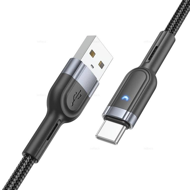 USB кабель шт.USB (A) - шт.Type-C Hoco U117 1,2м, 3A, чёрный 2