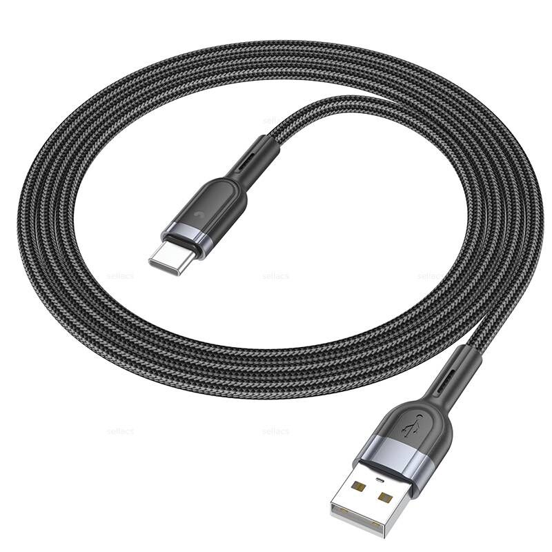 USB кабель шт.USB (A) - шт.Type-C Hoco U117 1,2м, 3A, чёрный 3