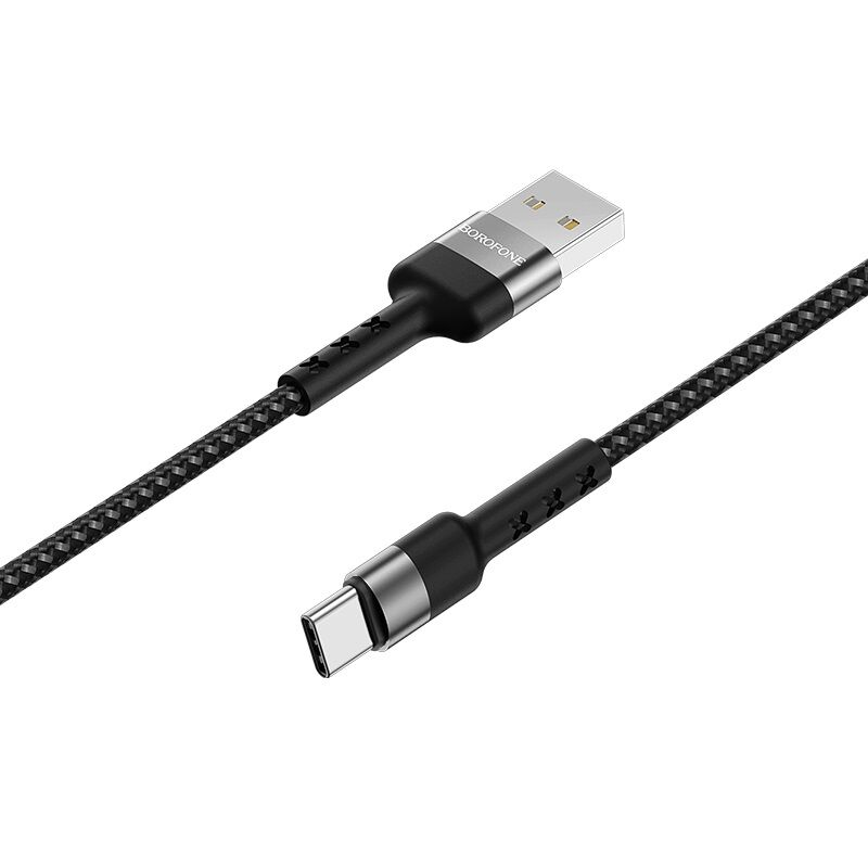 USB кабель шт.USB (A) - шт.Type-C "Borofone" BX34 3A, 1м, нейлон, черный 1