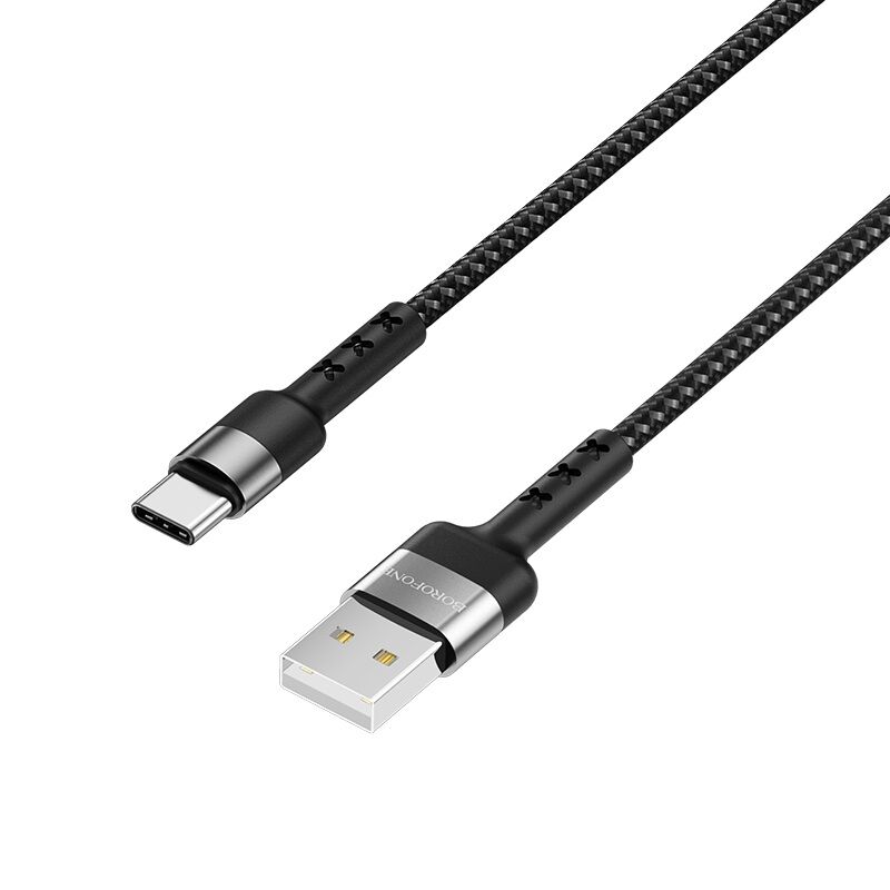 USB кабель шт.USB (A) - шт.Type-C "Borofone" BX34 3A, 1м, нейлон, черный 2