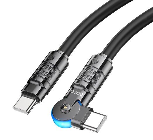 USB кабель шт.Type-C - шт.Type-C 1,2м, 3,0A 60W, поворотный коннектор, чёрный U118 Hoco 1