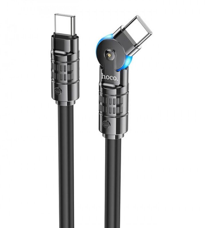 USB кабель шт.Type-C - шт.Type-C 1,2м, 3,0A 60W, поворотный коннектор, чёрный U118 Hoco 2