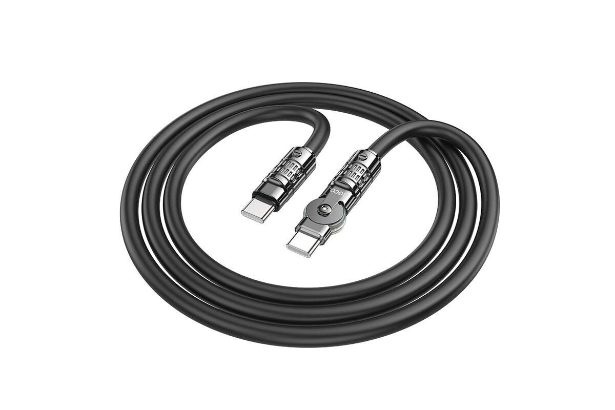 USB кабель шт.Type-C - шт.Type-C 1,2м, 3,0A 60W, поворотный коннектор, чёрный U118 Hoco 3