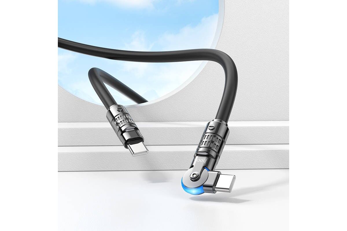 USB кабель шт.Type-C - шт.Type-C 1,2м, 3,0A 60W, поворотный коннектор, чёрный U118 Hoco 4