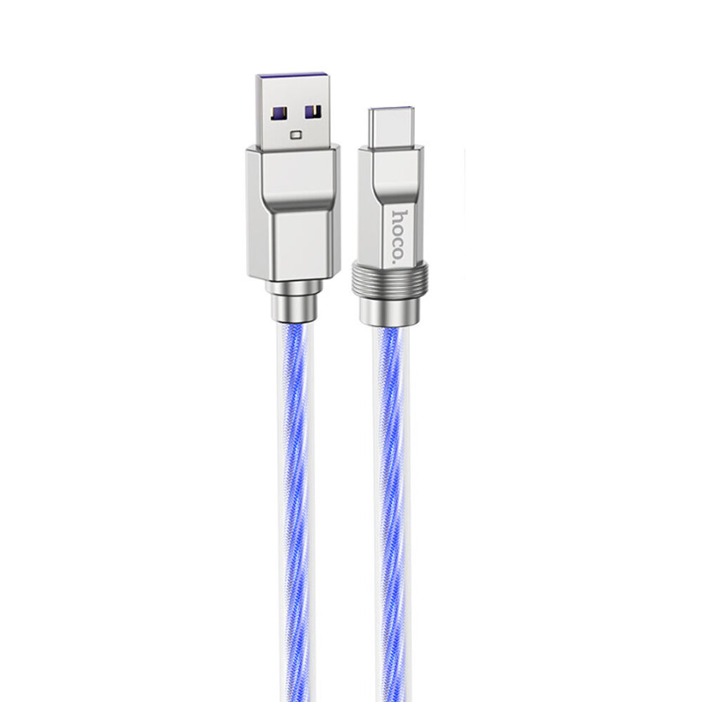 USB кабель шт.USB (A) - шт.Type-C Hoco U113 1,0м, 6A, PD 100W, с подсветкой, синий 1
