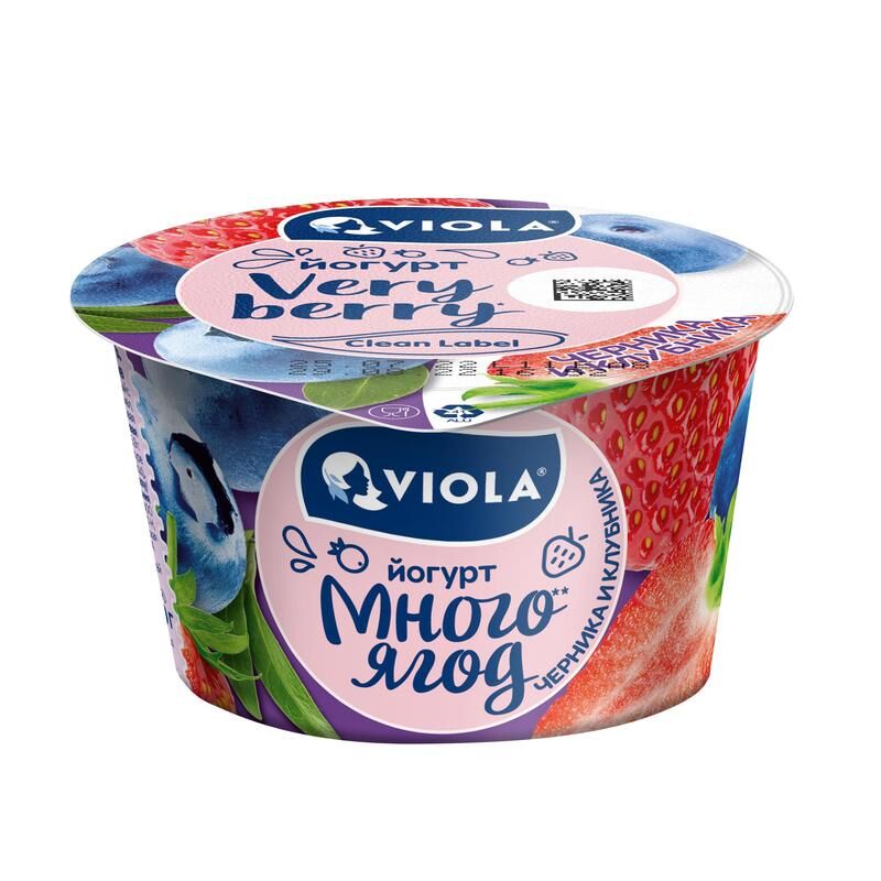 Йогурт Viola Very Berry с черникой и клубникой 2.6% 180 г NoName