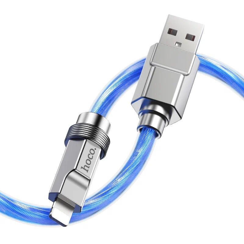 USB кабель шт.USB (A) - шт.Lightning 1,0м, 2,4A, с подсветкой, синий U113 Hoco 1