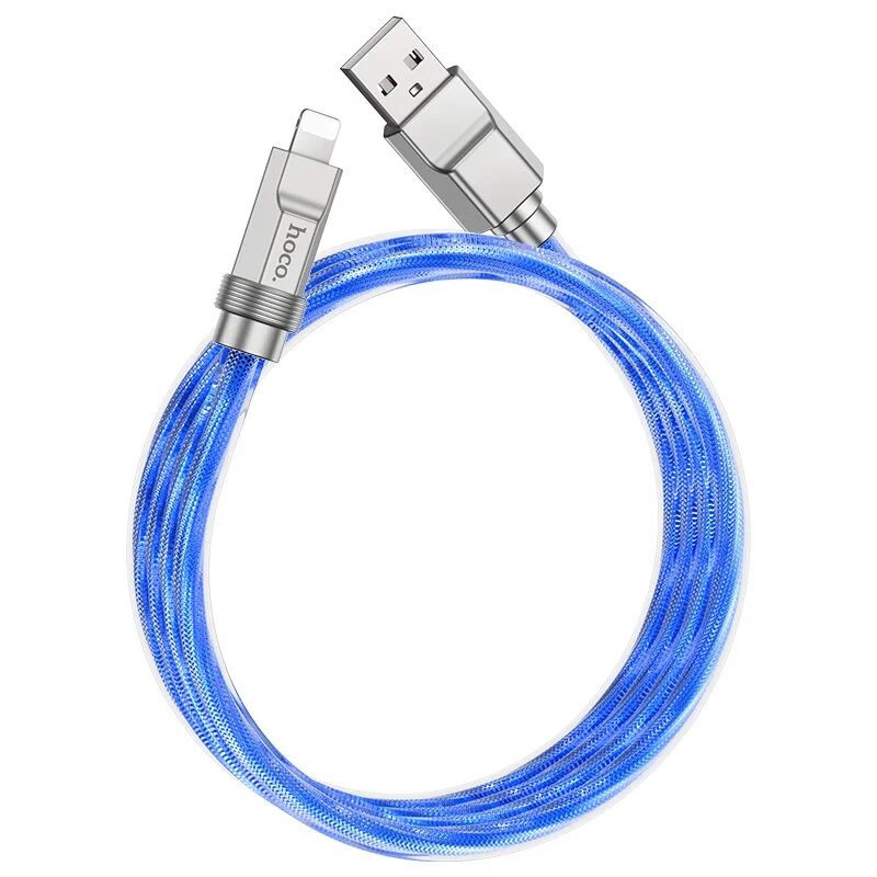 USB кабель шт.USB (A) - шт.Lightning 1,0м, 2,4A, с подсветкой, синий U113 Hoco 2