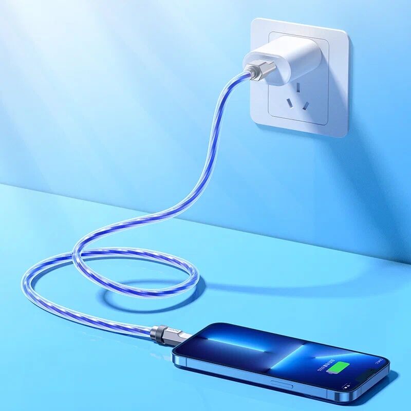 USB кабель шт.USB (A) - шт.Lightning 1,0м, 2,4A, с подсветкой, синий U113 Hoco 4