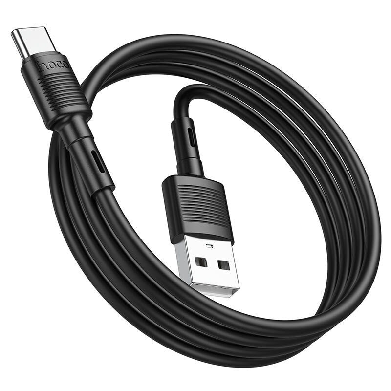USB кабель шт.USB (A) - шт.Lightning 1,0м, 2,4А силиконовый, черный X83 Hoco 2