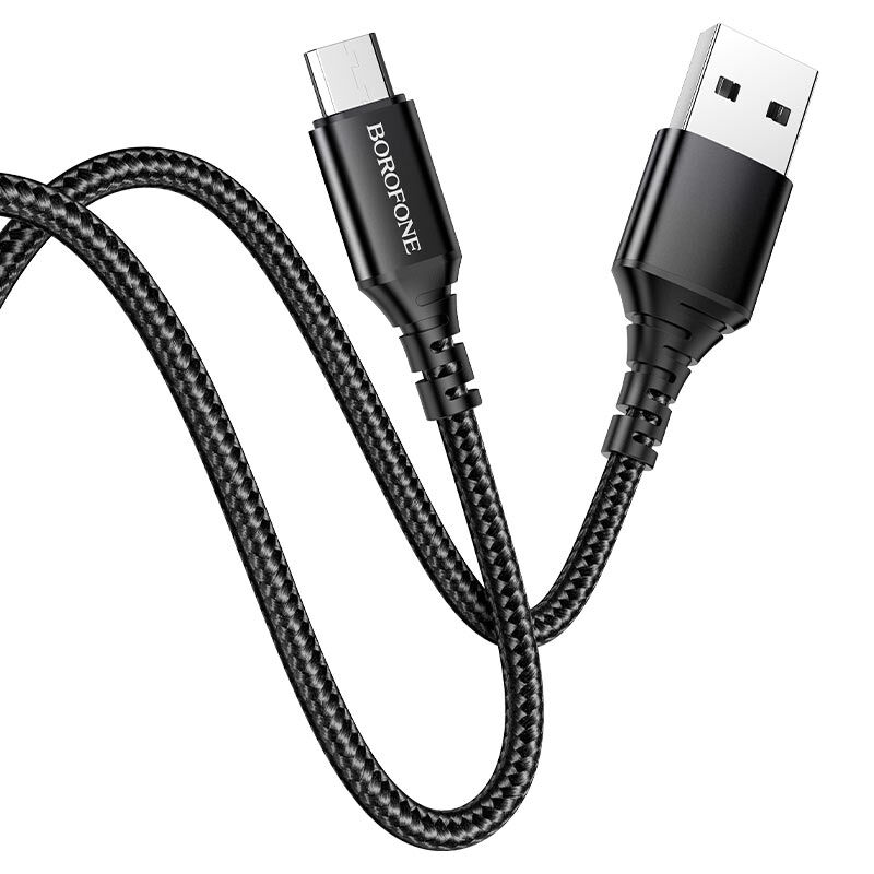 USB кабель шт.USB (A) - шт.Lightning 1,0м, 2,4A тканевый, черный BX54 "Borofone"