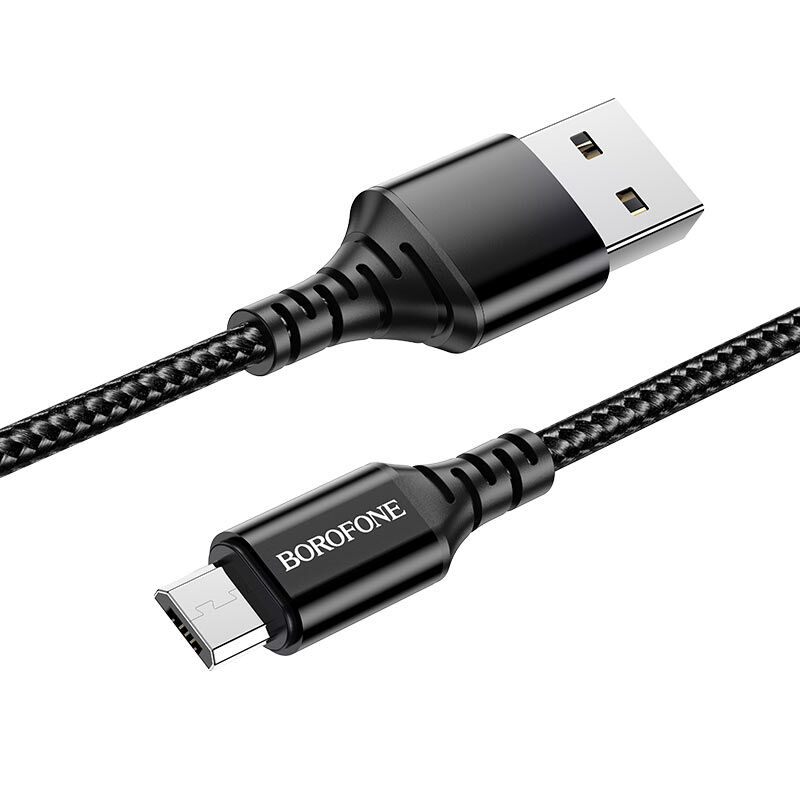 USB кабель шт.USB (A) - шт.Lightning 1,0м, 2,4A тканевый, черный BX54 "Borofone" 2