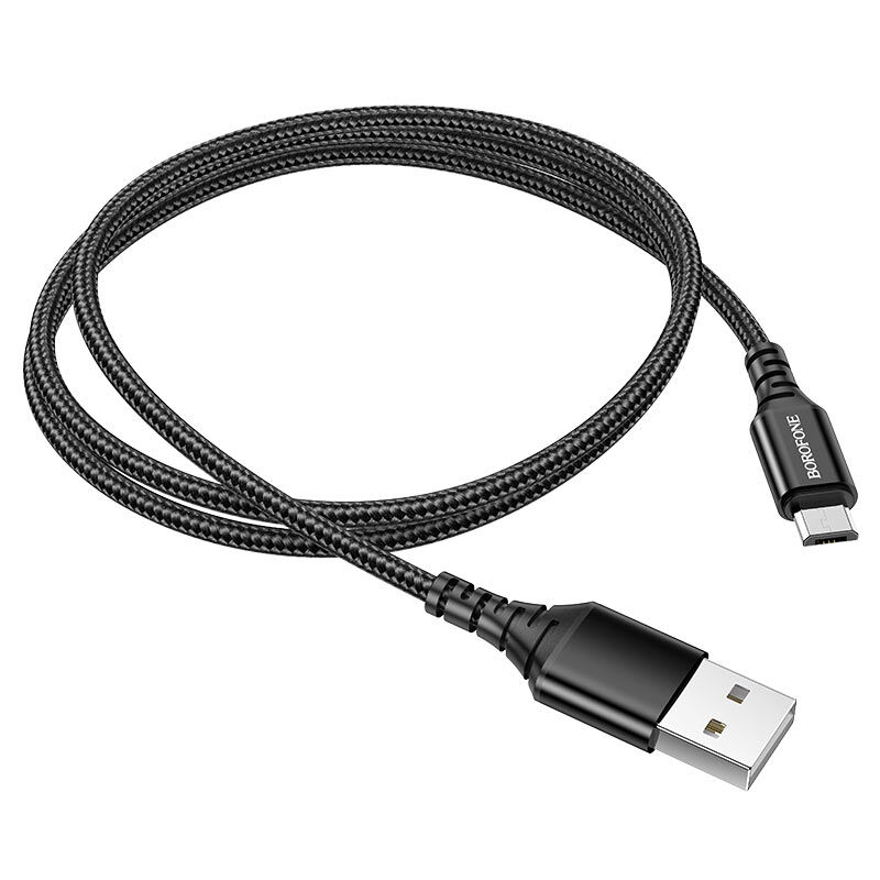 USB кабель шт.USB (A) - шт.Lightning 1,0м, 2,4A тканевый, черный BX54 "Borofone" 3