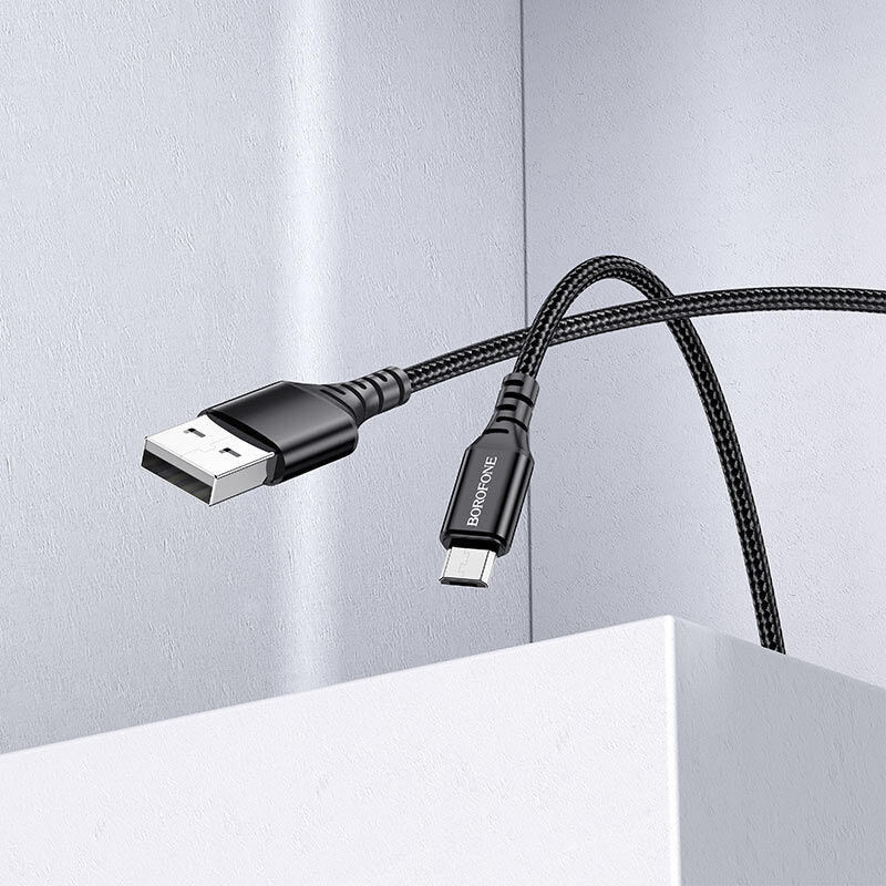 USB кабель шт.USB (A) - шт.Lightning 1,0м, 2,4A тканевый, черный BX54 "Borofone" 4