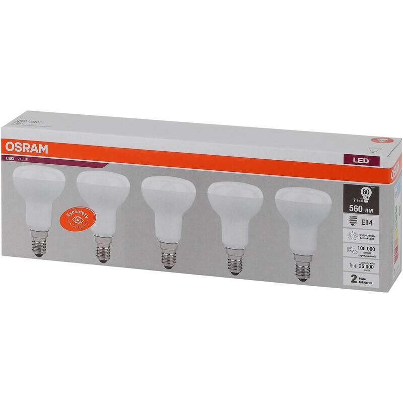 Лампа светодиодная Osram 7 Вт E14 (R, 4000 К, 560 Лм, 220 В, 4058075583962)