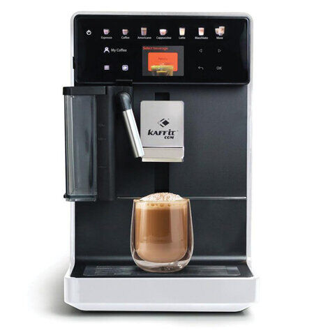 Кофемашина KAFFIT A5, 1400 Вт, объем 1,3 л, емкость для зерен 200 г, автокапучинатор, белая