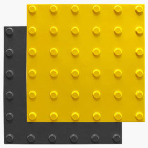 Тактильный указатель (плитка) конусы в линейном порядке, тпу, желтый/черный, 300*300 мм Артикул 0101