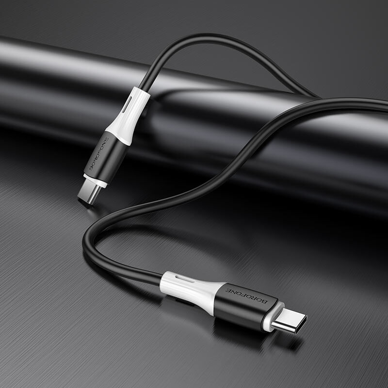 USB кабель шт.Type-C - шт.Type-C 1м, 3,0A 60W силиконовый, чёрный BX79 Borofone 3