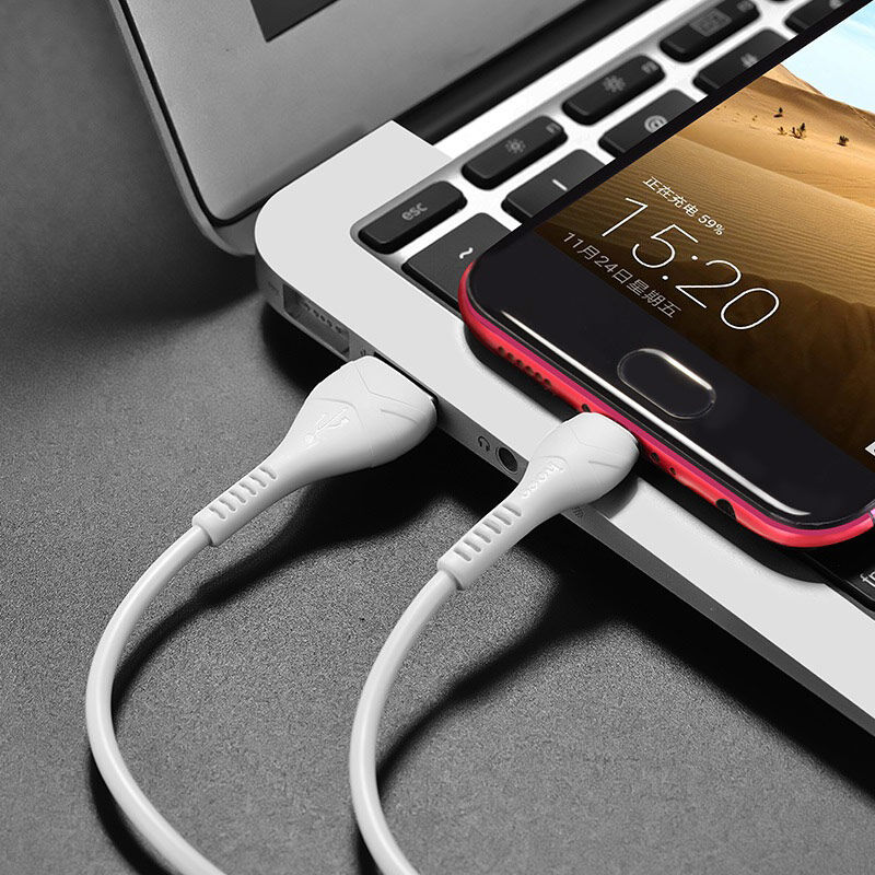 USB кабель для зарядки micro USB "Hoco" X37 силиконовый, белый 2,4A, 1м 7