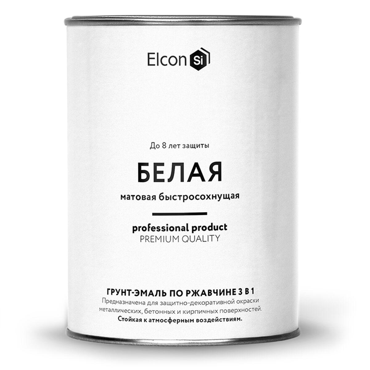 Грунт-эмаль по ржавчине 3в1 матовая /белая/ ELCON 0,8 кг сохнет 1 час