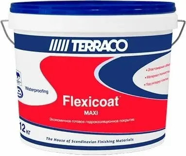 Покрытие готовое экономичное гидроизоляционное Terraco Flexicoat Maxi 12 кг