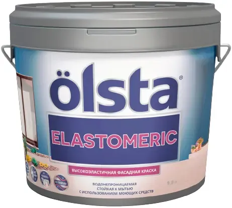 Краска фасадная высокоэластичная Olsta Elastomeric 9 л старинная лазурная