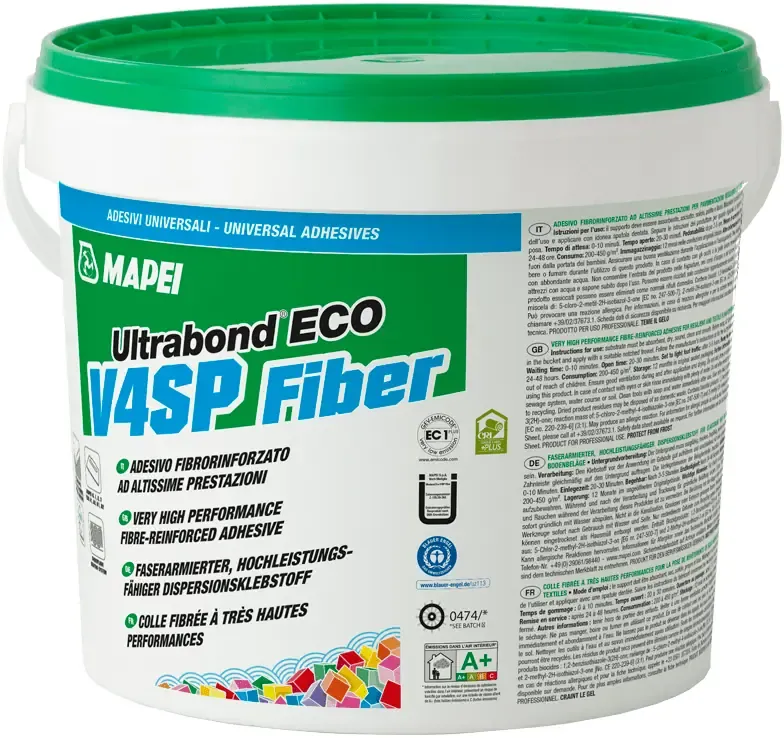 Клей для упругих напольных покрытий Mapei Ultrabond Eco V4 SP Fiber 14 кг