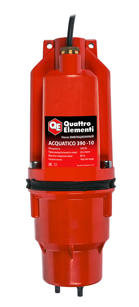 Вибрационный насос QUATTRO ELEMENTI Acquatico 390-10 (390 Вт, 1560 л/ч, для чистой воды, 80 м, кабель 10 м, 3,2 кг)