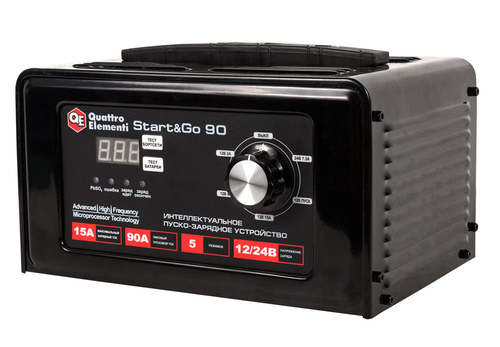 Пуско-зарядное устройство QUATTRO ELEMENTI Start&Go 90 (12 / 24 Вольт, заряд до 15А, пуск до 90А)