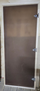 Дверь для Бани-Сауны стекло 8мм, цвет - бронза-матовая, размер 2,0м х 0,8м, коробка лиственная, 3 петли #1