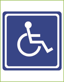 Информационная Наклейка, цвет синий «Доступность для инвалидов в креслах-колясках» 150мм*150мм