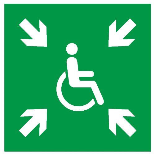 Информационная Наклейка "Пункт (место) сбора для инвалидов", цвет зеленый, 150мм*150мм