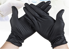 Перчатки одноразовые медицинские смотровые нестерильные нитриловые неопудренные черного цвета.