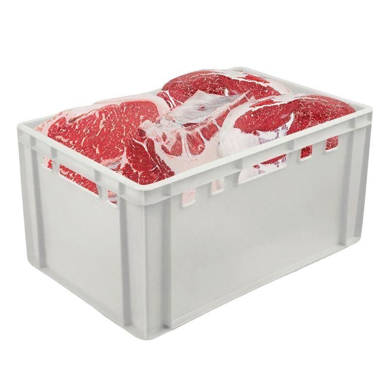Ящик для мяса из ПНД 600x400x300 мм белый морозостойкий NoName