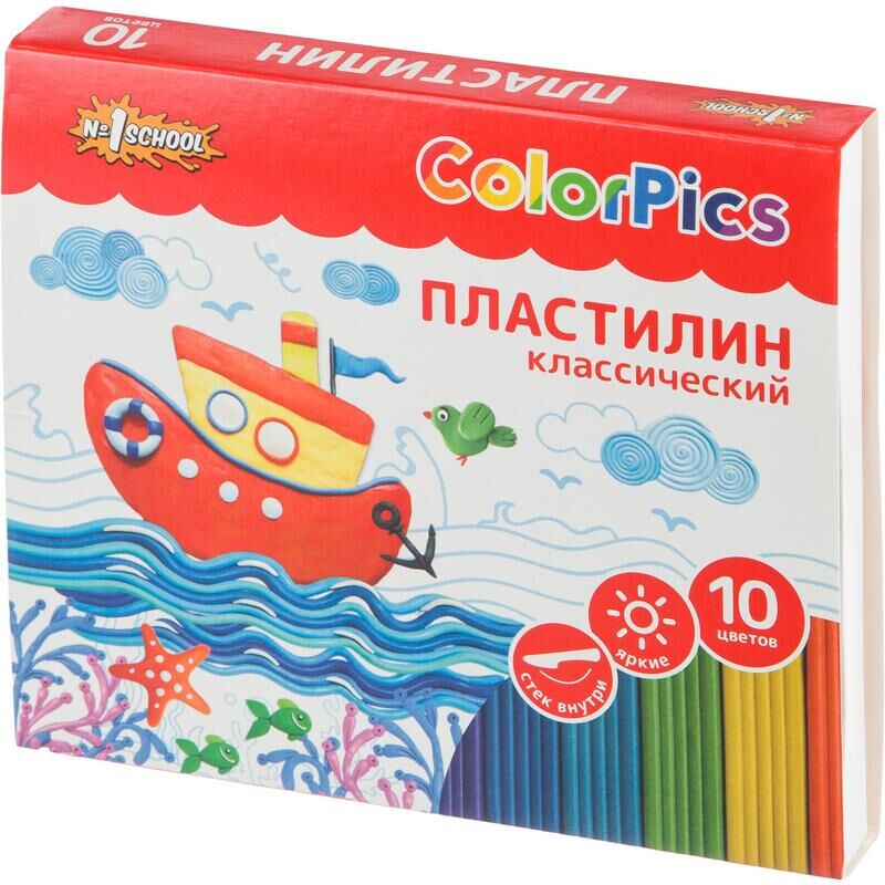Пластилин классический Комус Класс (№1 School) ColorPics 10 цветов 200 г