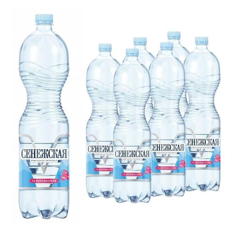 Вода питьевая Сенежская газированная 1.5 л (6 штук в упаковке) ПЭТ