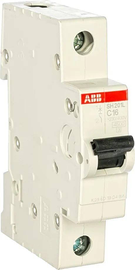 Выключатель автоматический однополюсный 16A С SH201 6.0кА ABB