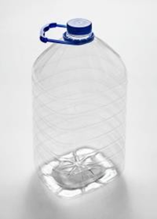 Бутылка пластиковая 5 л прозрачная Баклажка 87 г комплект (Ручка+Крышка)