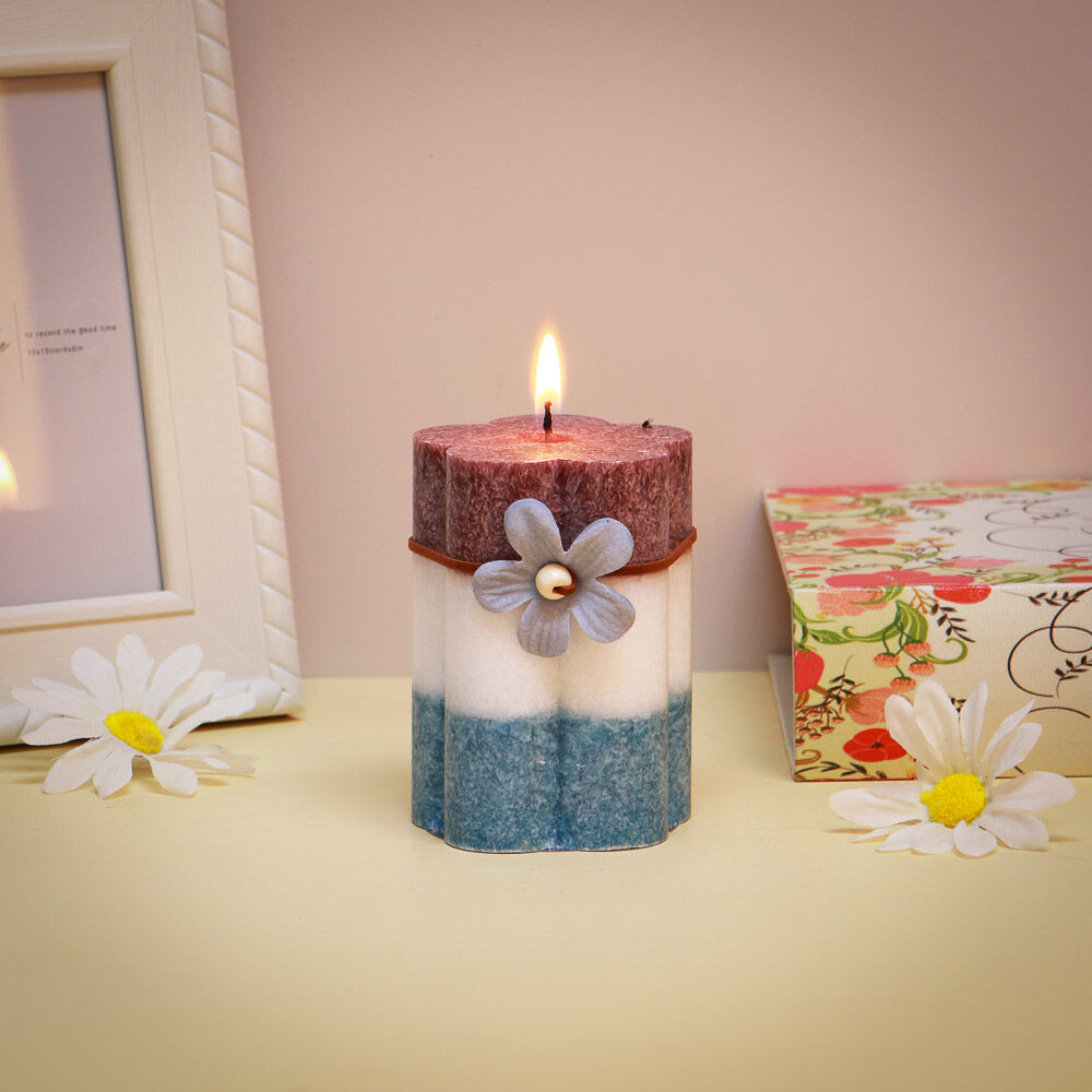 LADECOR Свеча ароматическая, в форме цветка, парафин, с декором, 7х10,5 см, аромат - мята 3