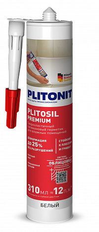 Высокоэластичный санитарный герметик кислотного отверждения для влажных помещений PLITOSIL Premium (11 цветов)